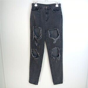 BDG URBAN OUTFITTERS Denim Black Distressed Mom Jeans High Rise Womens Size 26